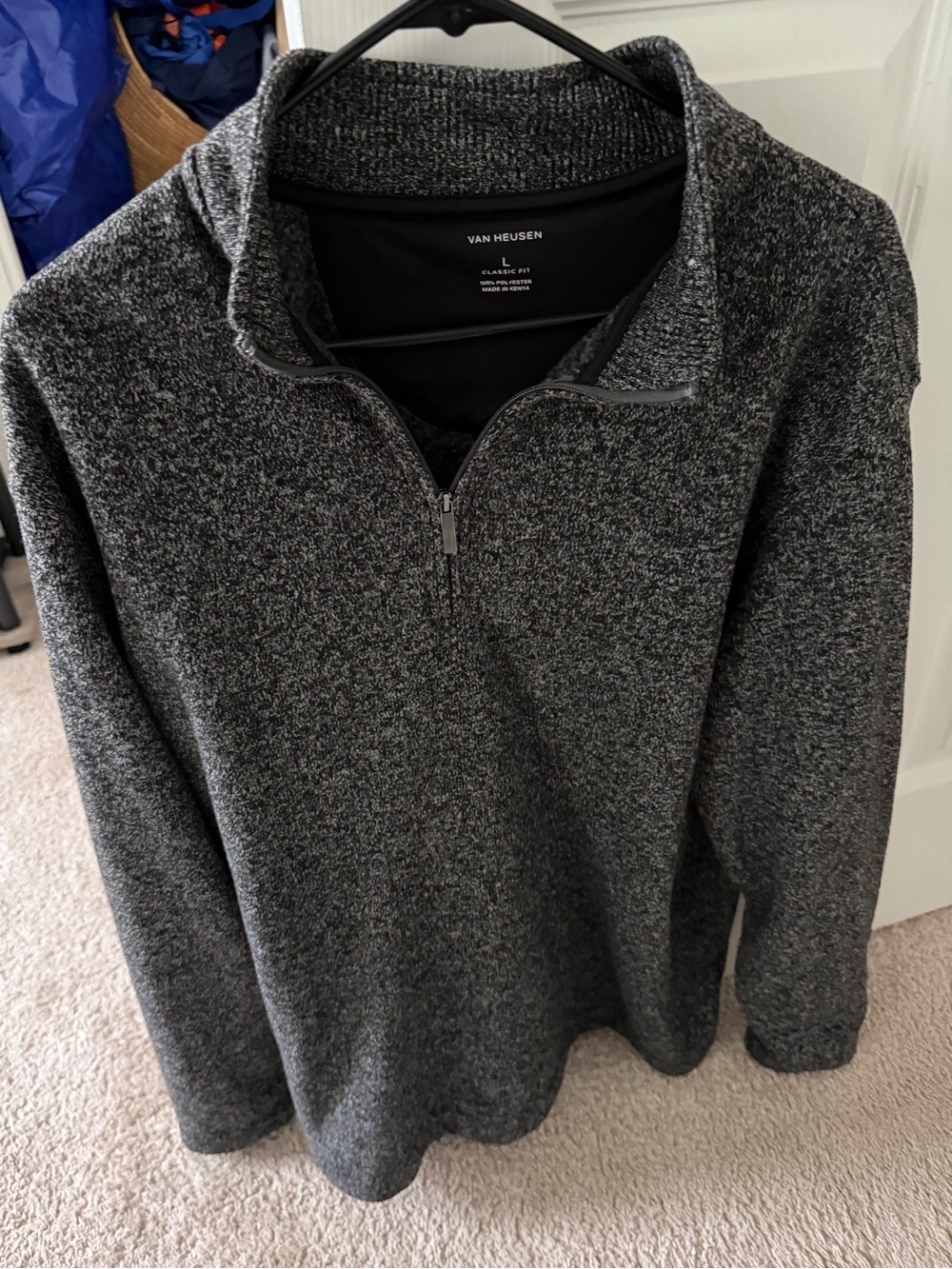 Van Heusen Men's Gray Quarter-Zip Sweater Large